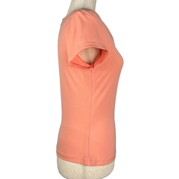 BRIGGS NEW YORK SHORT SLEEVE COWL NECK STRETCH PULLOVER KNIT TOP PEACH SMALL EUC - Picture 6 of 8